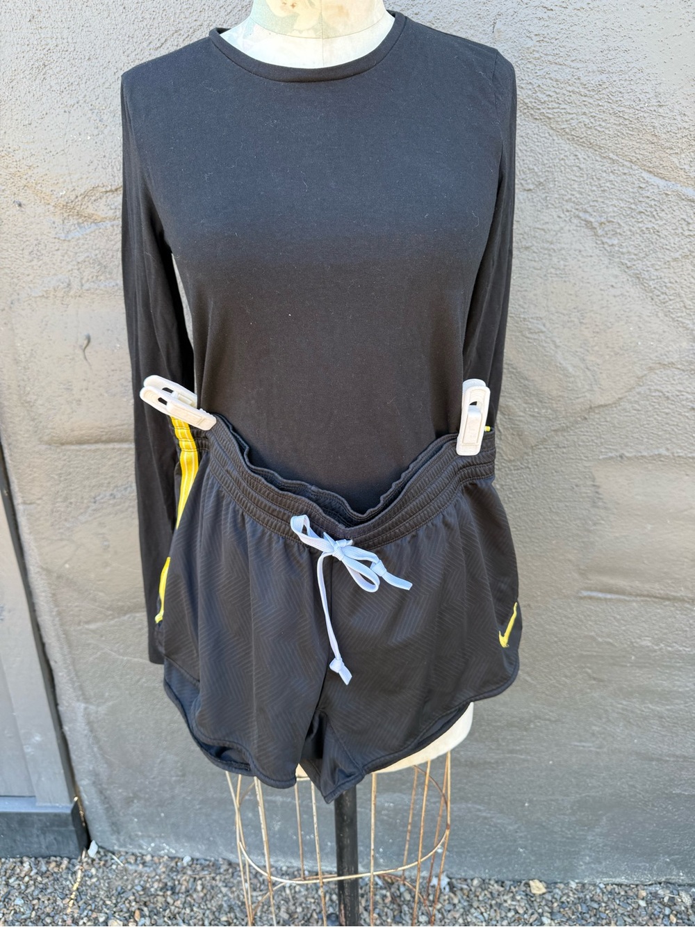 Nike Black Women's Athletic Shorts with Yellow Trim